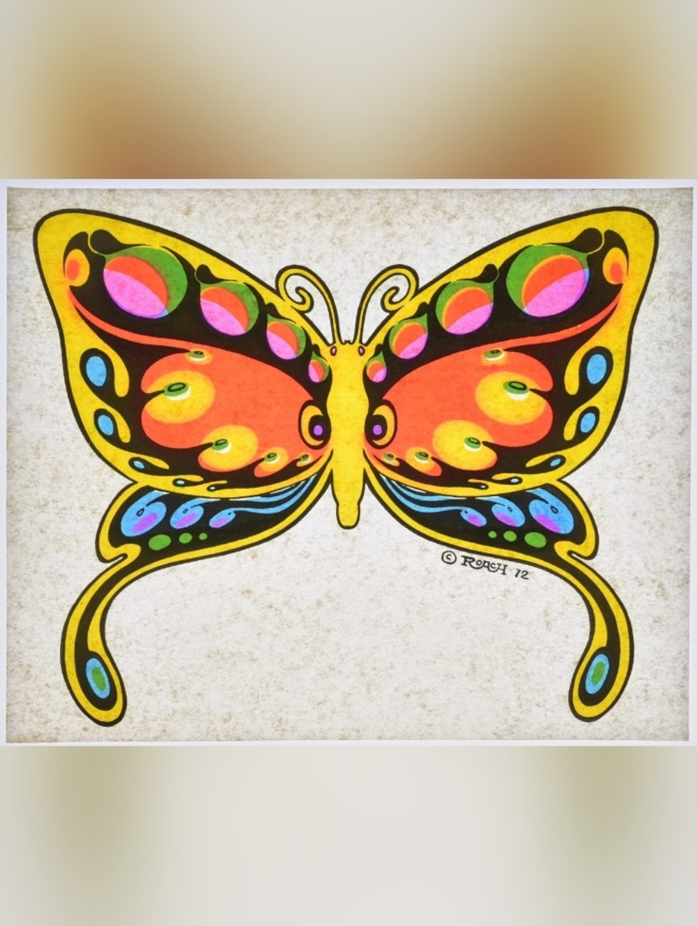 Vintage Heat Transfer Butterfly Medium Size